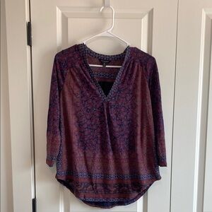 Lucky Brand Relaxed 3/4 sleeve floral boho top
